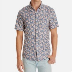Faherty Short-Sleeve Breeze Shirt Hemp Blend  Faded Floral Batik XL